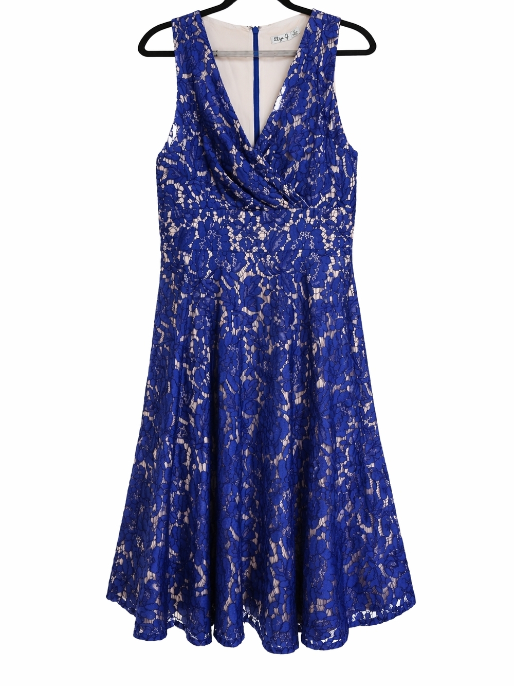 Eliza J Blue Purple Lace Fit & Flare Chic Sleeveless Party Dress Sz 6